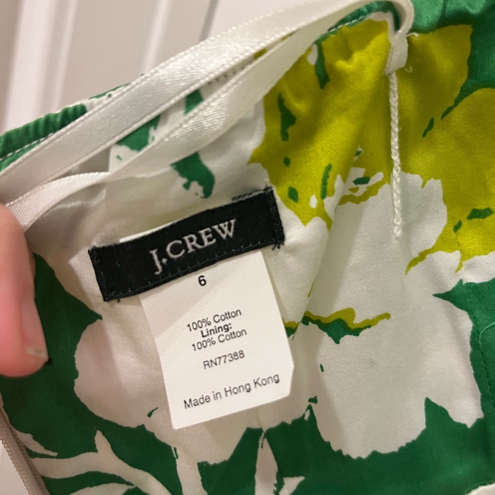 J CREW Womens Green White Floral
Cotton Strapless Dress  Size 6 - Picture 10 of 12